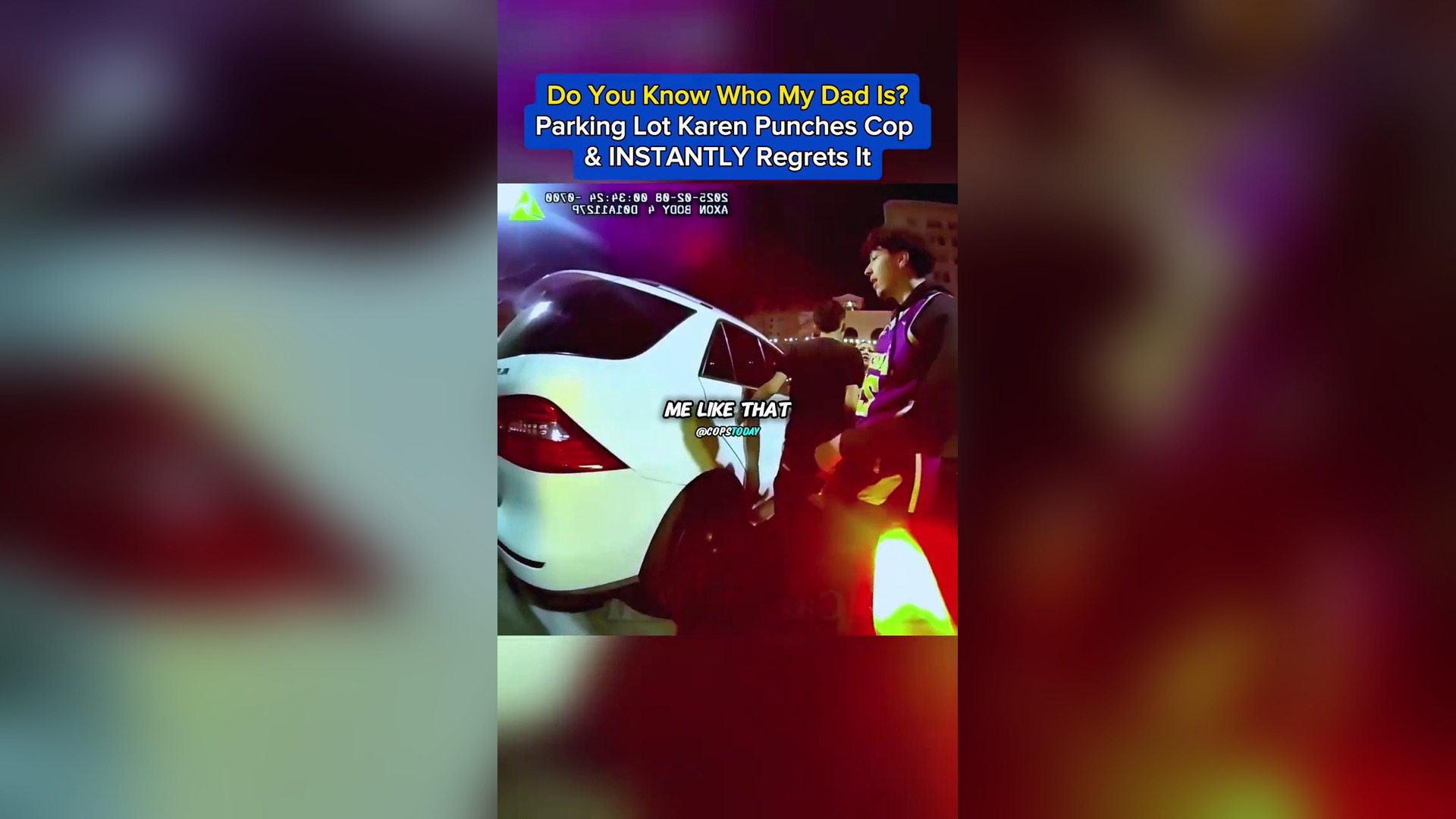 Full Video : 21 Parking Lot Karen Punches Cop & INSTANTLY Regrets It #cops #police #bodycam